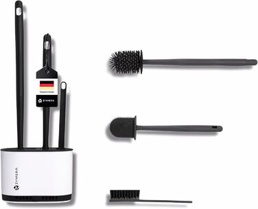 Силіконова щітка для унітазу з піддоном для стоків, настінне кріплення - 360° очищення, гігієнічна та швидковисихаюча