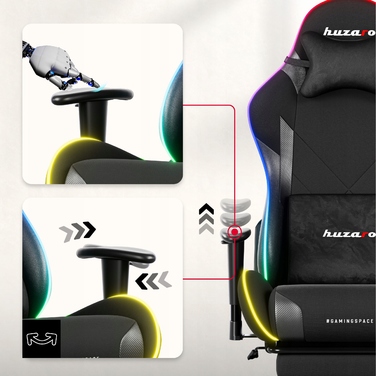 Ігрове та офісне обертове крісло Huzaro Force 5.7 RGB з підставкою для ніг