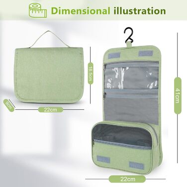 AiQInu Кульотутрюм для підвішування, унісекс, косметичка-органайзер для подорожей з гачком, бірюзовий (зелений)