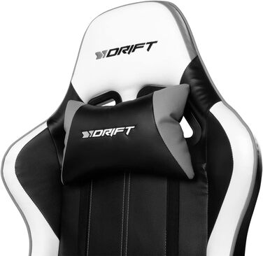 Ігрове крісло DRIFT DR175GRAY, професійне, екошкіра, 2D підлокітники, клас 4, поворотне, чорне/сіре
