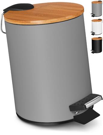 Смітник для косметики VMbathrooms з педаллю та бамбуковою кришкою, Soft-Close, 3 л, матово-сірий