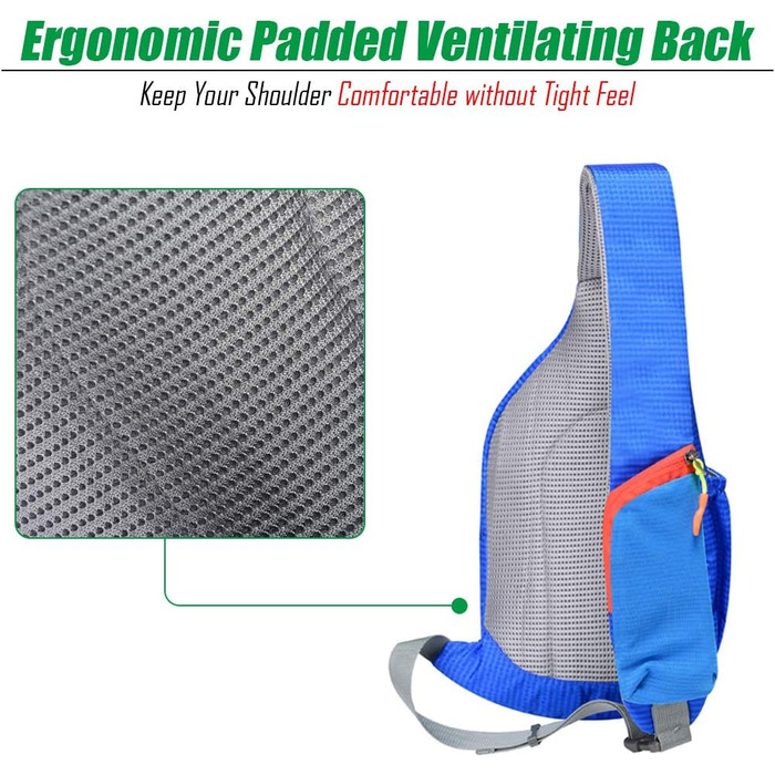 Водонепроникний рюкзак-слінг з нейлону з нагрудною кишенею для чоловіків та жінок, Gisdanchz, 36*18*9 см, в клітинку, зелений