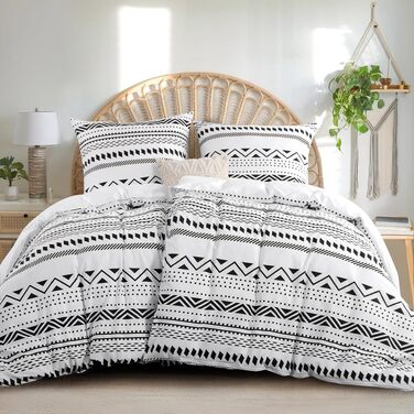 Комплект постільної білизни RUIKASI з бавовни, 4 предмети, 135x200 см, сірий колір у стилі Бохо, з застібкою-блискавкою
