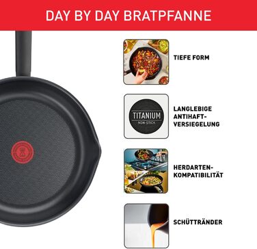 Сковорода Tefal Day by Day On 32 см з антипригарним покриттям, чорна (B56408)