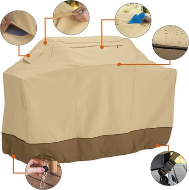 Чохол для гриля Classic Accessories Veranda M, водонепроникний, для середніх BBQ-грилів, з вентиляційними отворами, захист від усіх погодних умов, 147x76x122 см, бежевий