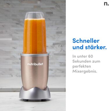 NutriBullet Pro, 900 Watt power, Easy and quick to use, Compact, Easy to clean, With 700 ml cup, Smoothie mixer, Smoothie maker, Electric mixer, NB904CP Champagne Base Kit