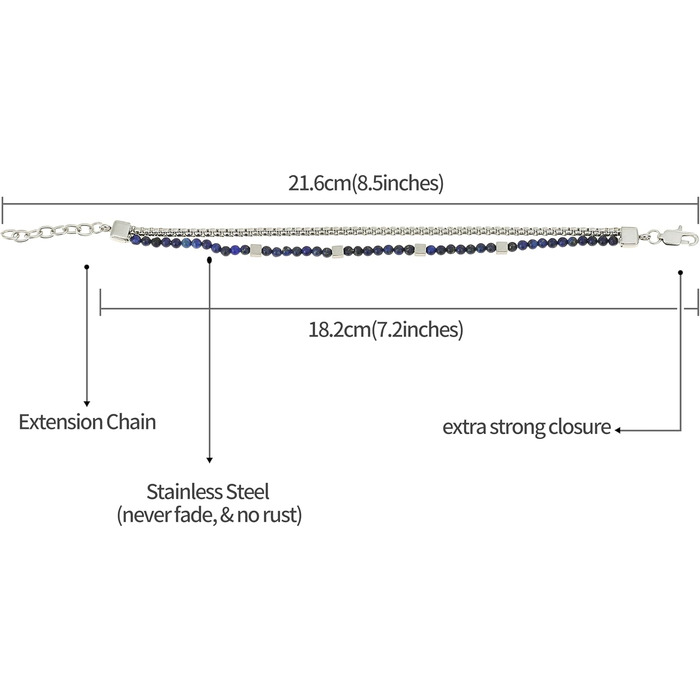 Чоловічий браслет Nami з перлами в срібному та бірюзовому кольорах. Водостійкий браслет, 18+4 см, подарунок для чоловіків (блакитний)