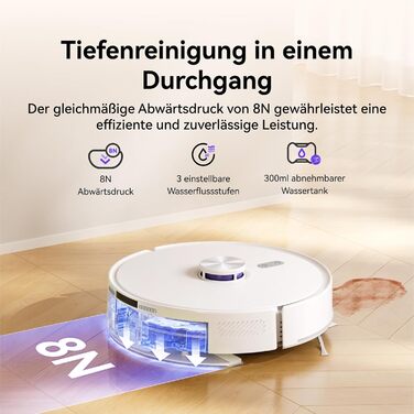 Робот-пилосос NARWAL Freo S з функцією миття підлоги, 8000Pa, 8N тиск, станція самоочищення 3.5L, LDS-лазерна навігація та 3D-картування, керування через додаток, для килимів/шерсті домашніх тварин