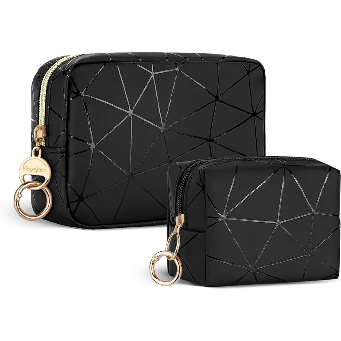 Косметичка жіноча мініатюрна Kometik, органайзер для косметики, дорожня косметичка, валізка, чорний та бежевий