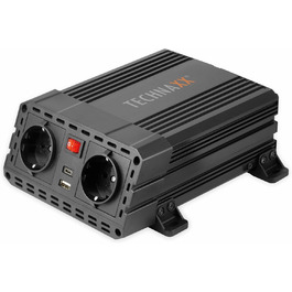 Автомобільний інвертор Technaxx TE19 12V–230V, 600Вт, 2x Schuko, 2x USB, сертифікований TÜV Rheinland