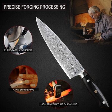 Ніж Santoku AIRENA 7 дюймів - Японський стиль, високоякісна сталь X50CrMov15, повний хвостовик, ергономічна ручка, преміум якість, подарункова коробка