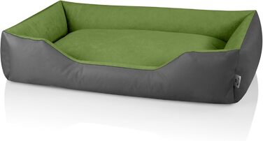 Ліжко для собак BedDog LUPI, м'яке гніздо з знімним, пральним чохлом, корзина для собак, диванчик для маленьких собак, S, чорно-коричневе (GREEN-ROCK (сірий/зелений), 120 x 85 x 23 см)