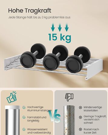 Настінна сушарка для білизни SONGMICS BUNJI, складана, 6 прутів, 100 см, висувна та компактна, для дому та вулиці, біла (LLR810WE01)