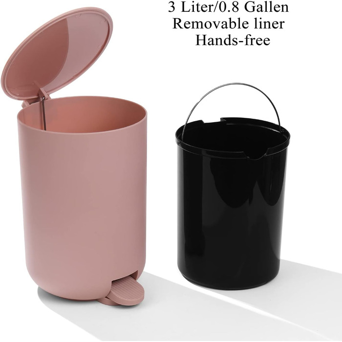 Набір аксесуарів для ванної кімнати: сміттєвий бак 3л, тримач для зубних щіток, дозатор мила, органайзер для косметики, щітка для унітазу та тримач, зелений (рожевий), 5 шт.