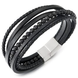 Браслет COOLSTEELANDBEYOND з магнітним застібкою: шкіряний, з магнітом, чорний