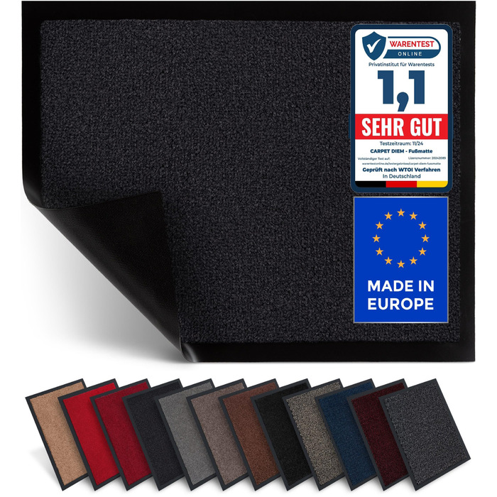 Килимок для дому Carpet Diem: антиковзаюча штормолова килимова підставка для входу, 40x60 см, антрацит