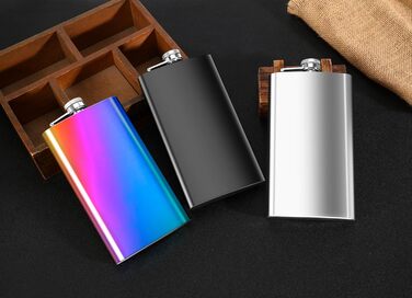 Фляга TANEAXON 12 oz (330 мл) з воронкою та коробкою, нержавіюча сталь, чорна, витокозахисна