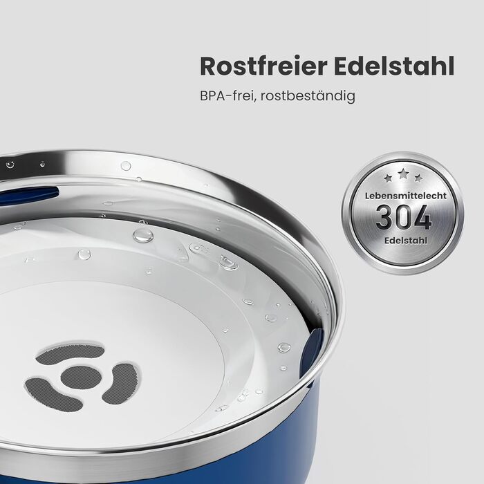 Миска для води для собак Gardner Pet без облизування, нержавіюча сталь, проти протікання, запобігає ковтання, для великих собак, для дому та вулиці, (2L, блакитна)