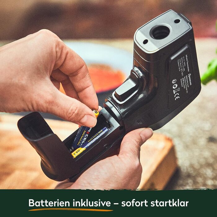 Інфрачервоний термометр BURNHARD з подвійним лазером, -50 – 550 °C, з функцією утримання, регулюванням випромінювання, для піцокаменів та грилів