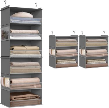 Органайзер для шафи SONGMICS: роздільник, полиці, розкладний, для зберігання, металеві гачки та бамбукові вставки, кольоровий, RCH007W0