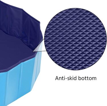Yaheetech Foldable Dog Pool, Splash Pool for Dogs 160 x 30 cm, Anti-Slip Plates, Quick Drainage, Dog Bathtub with Bath Brush & 4 Patches, Thickened PVC Swimming Pool, Blue