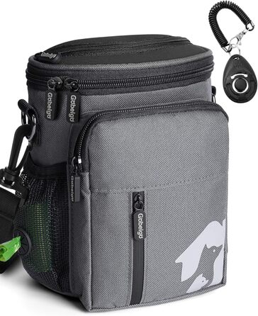 Набір для прогулянки з собакою: ласощі Hundeleckerlis, кликер для тренувань, поясна сумка з дозатором кульок для прибирання (сірий/чорний)