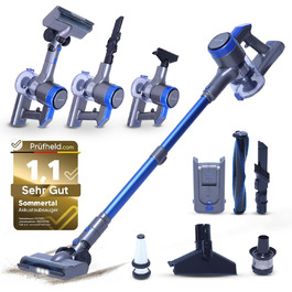 Акумуляторний пилосос VARIO150 | 3-в-1 | Потужний турбопилосос з 45 хв роботи та швидкою зарядкою | для 300 м² | Килим, тверді підлоги, шерсть тварин | LED пилосос-трійка | Бездротовий