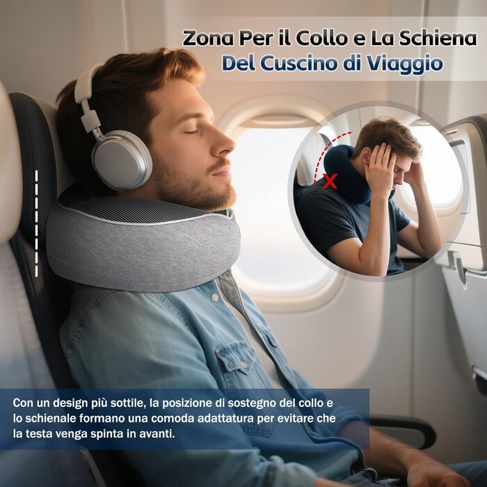 Подушка для шиї в дорозі: зручна подушка-шия для подорожей літаком, автомобілем та потягом (сіра)