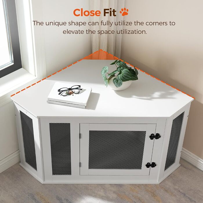 Клітка для собак Eck, переноска для собак, внутрішнє використання, 113 x 60 x 60 см, клітка для маленьких та середніх собак, багатофункціональна, вінтажний стиль, пошкоджене біле покриття ADCWT0801