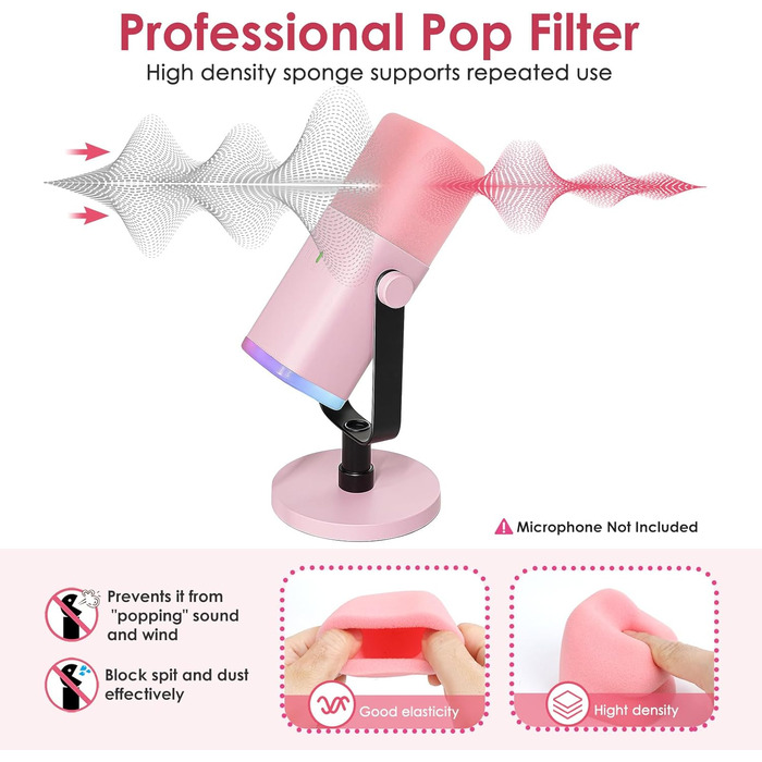 Кріплення для мікрофону FIFINE AM8 (білий) - регульована підставка, сумісна з FIFINE XLR/USB мікрофонами, AM8, YOUSHARES, для запису