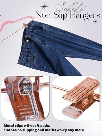 Вешалки для одягу HOUSE DAY, 20 шт., з кліпсами, ультратонкі, оксамитові, неслизькі, для штанів, економія місця (персиковий рожевий)