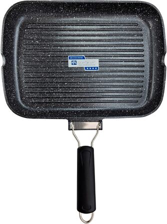 Гриль-сковорода Brieve Black Titanium індукційна, алюмінієва з антипригарним покриттям, складана, 34x24 см