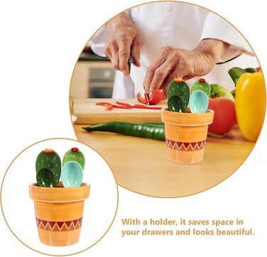 Cabilock 1 Set Cactus Measuring Spoons Porcelain Cooking Measuring Spoons Made of Porcelain Cactus Figurine Measuring Measuring Spoons for the Kitchen Cactus Measuring Cacti Gifts Baking Kitchen Measuring Flour Ceramic