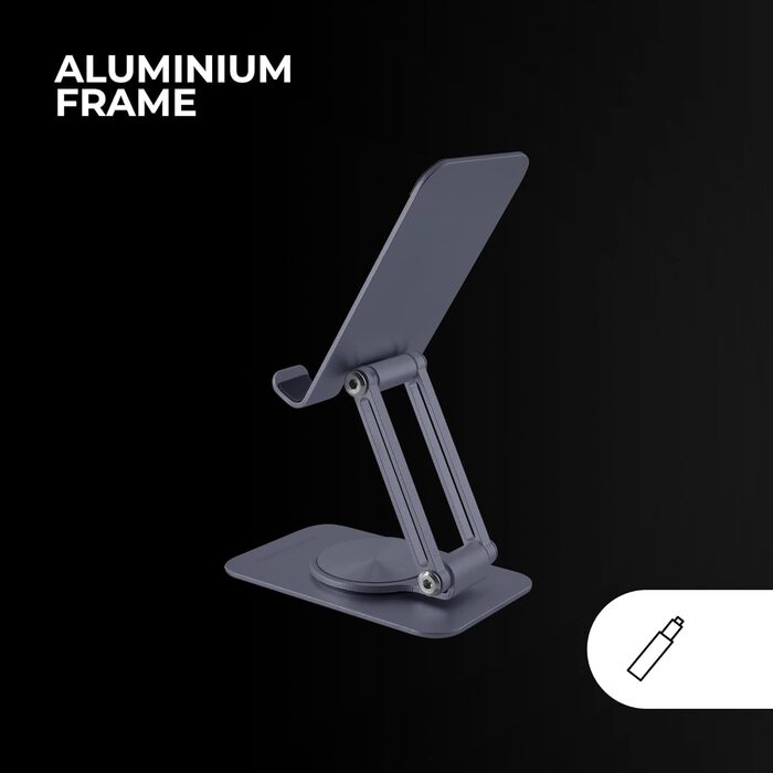 Підставка для ноутбука та планшета Mars Gaming MA-RSN до 17 дюймів, регульована висота, кут нахилу, 360° обертання, сталева конструкція, неслизькі підкладки, складна та портативна, срібна