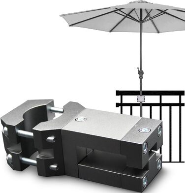 KD-TECH Stable Parasol Holder - Parasol Stand for Balcony Square Railings - Secure Parasol Attachment Without Drilling