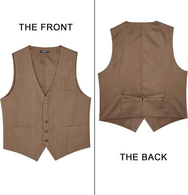 HISDERN Жилет чоловічий в клітинку, класичний, бавовна, для весілля, в стилі 'Hahnentritt', під костюм (S, Коричневий / Хакі)