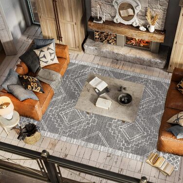 JONATHAN Y MOH200C-8 Amir Moroccan Beni Souk Rug Bohemian Farmhouse Rustic Geometric, easy care, bedroom, kitchen, living room, unclipped, 240 cm x 300 cm, gray, cream