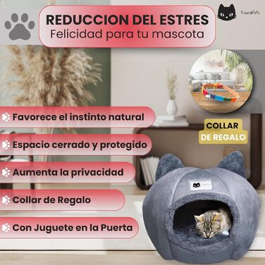 Кігтеточка-будиночок для котів у сірому кольорі – затишне місце для сну та відпочинку, лежанка з м'яким, пральним подушком та іграшковою кулькою, для котів та дрібних домашніх тварин