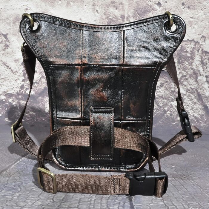 Чоловіча сумка з натуральної шкіри на ногу Le'aokuu - поясна/стегнова/туристична/похідна, для подорожей та активного відпочинку