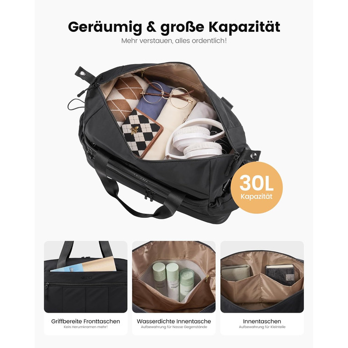 Сумка-валіза LOVEVOOK для жінок, легка клінічна/пологова сумка, спортивна сумка-дуфл, валіза для подорожей, ручна поклажа, водонепроникна з відділенням для взуття, бежева, M-30L