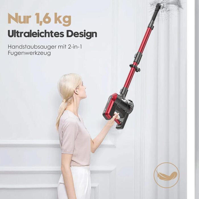 Бездротовий пилосос Akitas V10: 30V, 450W, до 50 хв роботи, 3 режими, для дому та тварин. Безщітковий двигун, Li-Ion акумулятор