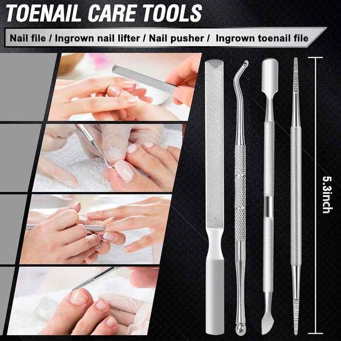 Набір професійних щипців для педикюру 12 шт. з нержавіючої сталі: ножиці для нігтів, кусачки для врослих нігтів, інструмент для догляду за стопами (чорний+червоний)