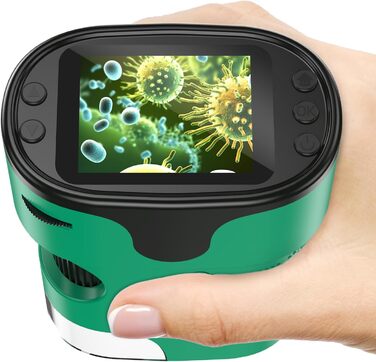 Дитячий цифровий мікроскоп 1000X Handy з 4K екраном: перезаряджається, портативний, USB, для вивчення трихом. Науковий набір з предметними скельцями, ідеальний подарунок для дітей 4-12 років.