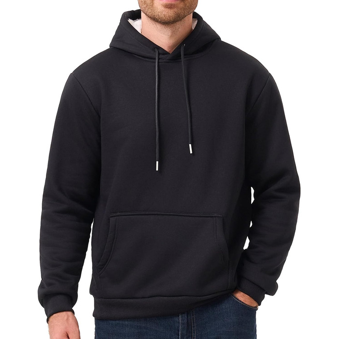 Чоловічий теплий світшот з капюшоном, чорного кольору, розмір S