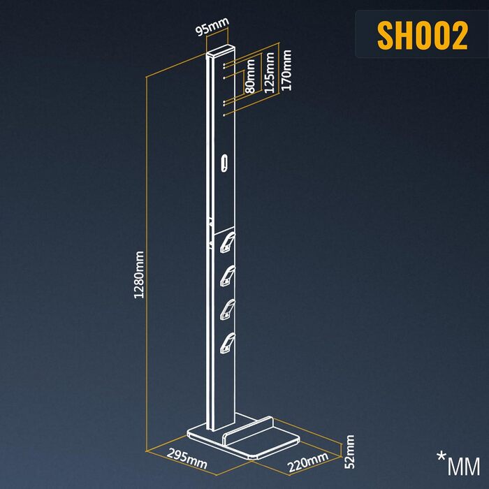 RICOO Vacuum Cleaner Stand Charging Station for Dyson - Compatible with Dyson Cordless Handheld Vacuum Cleaners V6 V7 V8 V10 V11 V12 V15 - Vacuum Cleaner Holder SH002 Height 1280 mm Black Vacuum Cleaner Stand Sh002