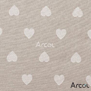 Чохол для прасувальної дошки Arcol з гумкою, сумісний з Foppapedretti, Італія, 100% бавовна, бежевий з білими серцями