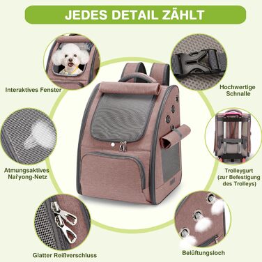 Рюкзак для котів та маленьких собак ALLSOPETS, складний, дихаючий, з сонцезахистом, для подорожей, кемпінгу та піших прогулянок (Розабраун)