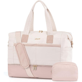 Сумка-мішок LOVEVOOK для подорожей, клініки, пологового будинку, ручної поклажі, 52x38x25 см, 50 л, з відділенням для взуття та косметичкою, бежевий