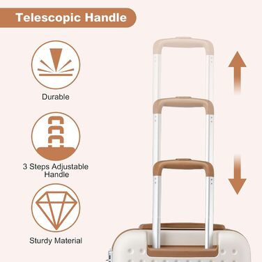 Чохол-валіза KONO, валіза-чемодан, ручна валіза 75x48x29 см, ABS пластик, з TSA замком, білий