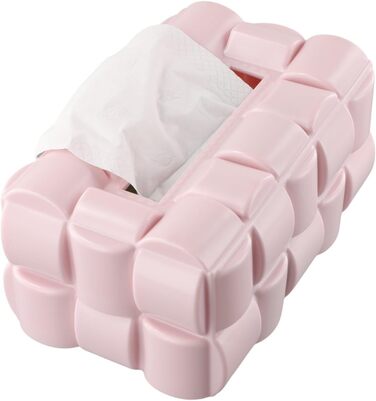Carpango Tissue Box Holder, Multifunctional Waffle Tissue Box, Dispenser, Napkin Cover for Home, Office, Restaurant (Pink, Stylish, Rectangular, PET)